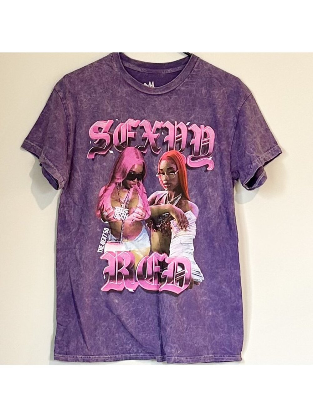 NEW Sexyy Red Purple Mineral Wash Money Pose T-Shirt - Size: Small